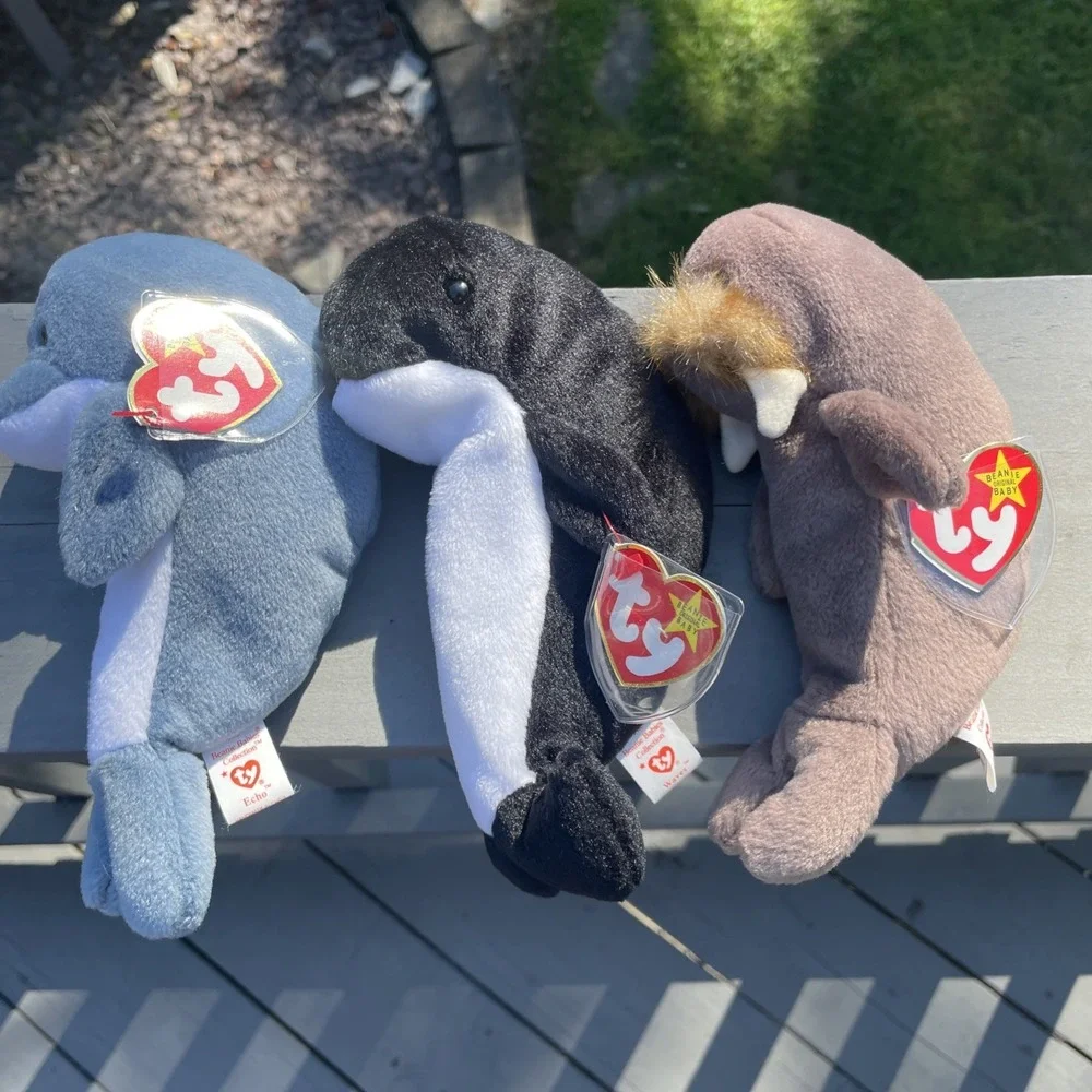 TY‎ Retired Original Beanie Babies- Ocean Mammals Set Of 3 Dolphin/orca/walruss